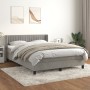 Box spring bed with light gray velvet mattress 140x200 cm by , Beds and slatted bases - Ref: Foro24-3131081, Price: 436,40 €,...