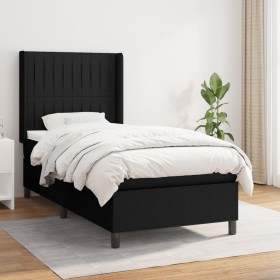 Cama box spring con colchón tela negro 100x200 cm de , Camas y somieres - Ref: Foro24-3131571, Precio: 363,19 €, Descuento: %