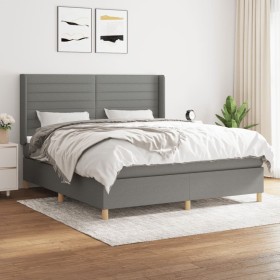 Cama box spring con colchón tela gris oscuro 160x200 cm de , Camas y somieres - Ref: Foro24-3132082, Precio: 559,60 €, Descue...