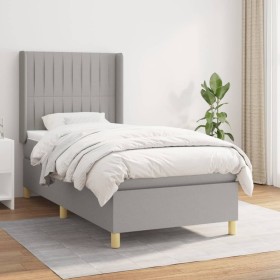 Box spring bed with light gray fabric mattress 80x200 cm by , Beds and slatted bases - Ref: Foro24-3132105, Price: 330,32 €, ...