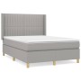 Box spring bed with light gray fabric mattress 140x190 cm by , Beds and slatted bases - Ref: Foro24-3132145, Price: 512,36 €,...