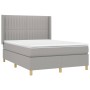 Box spring bed with light gray fabric mattress 140x190 cm by , Beds and slatted bases - Ref: Foro24-3132145, Price: 512,36 €,...