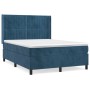 Box spring bed with dark blue velvet mattress 140x190 cm by , Beds and slatted bases - Ref: Foro24-3132799, Price: 533,10 €, ...