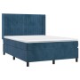 Box spring bed with dark blue velvet mattress 140x190 cm by , Beds and slatted bases - Ref: Foro24-3132799, Price: 533,10 €, ...