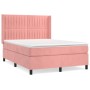 Box spring bed with pink velvet mattress 140x190 cm by , Beds and slatted bases - Ref: Foro24-3132800, Price: 516,46 €, Disco...