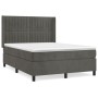 Box spring bed with dark gray velvet mattress 140x200 cm by , Beds and slatted bases - Ref: Foro24-3132802, Price: 522,42 €, ...