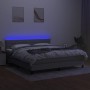 Box spring bed mattress and LED lights light gray fabric 160x200 cm by , Beds and slatted bases - Ref: Foro24-3133245, Price:...