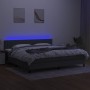 Box spring bed mattress and LED lights light gray fabric 200x200 cm by , Beds and slatted bases - Ref: Foro24-3133342, Price:...