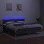 Box spring bed with mattress and LED dark gray fabric 160x200 cm by , Beds and slatted bases - Ref: Foro24-3133806, Price: 47...