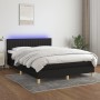 Box spring bed mattress and LED lights black fabric 140x190 cm by , Beds and slatted bases - Ref: Foro24-3133871, Price: 448,...