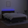 Box spring bed mattress and LED lights black fabric 140x190 cm by , Beds and slatted bases - Ref: Foro24-3133871, Price: 448,...