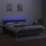 Cama box spring con colchón y LED tela gris oscuro 160x200 cm de , Camas y somieres - Ref: Foro24-3133886, Precio: 497,64 €, ...