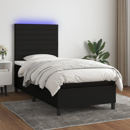 Cama box spring colchón y luces LED tela negro 80x200 cm de , Camas y somieres - Ref: Foro24-3134911, Precio: 303,95 €, Descu...