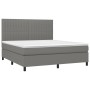 Cama box spring colchón y luces LED tela gris oscuro 160x200 cm de , Camas y somieres - Ref: Foro24-3135046, Precio: 563,41 €...