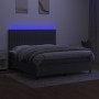 Box spring bed mattress and LED lights dark gray fabric 160x200 cm by , Beds and slatted bases - Ref: Foro24-3135046, Price: ...