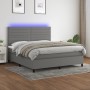 Boxspringbettmatratze und LED-Leuchten dunkelgrauer Stoff 160x200 cm von , Betten und Lattenroste - Ref: Foro24-3134966, Prei...