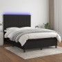 Boxspringbettmatratze und LED-Leuchten aus schwarzem Stoff 140x190 cm von , Betten und Lattenroste - Ref: Foro24-3135031, Pre...