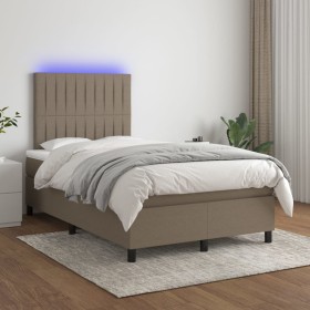 Box spring bed with mattress and LED taupe gray fabric 120x200 cm by , Beds and slatted bases - Ref: Foro24-3135025, Price: 4...