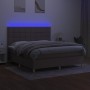 Boxspringbett mit Matratze und LED-Leuchten taupegrauer Stoff 160x200 cm von , Betten und Lattenroste - Ref: Foro24-3135529, ...