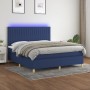 Box spring bed mattress and LED lights blue fabric 160x200 cm by , Beds and slatted bases - Ref: Foro24-3135611, Price: 574,5...