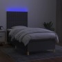 Box spring bed mattress and LED lights dark gray fabric 100x200 cm by , Beds and slatted bases - Ref: Foro24-3135574, Price: ...