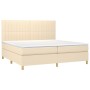 Cama box spring colchón y luces LED tela crema 200x200 cm de , Camas y somieres - Ref: Foro24-3135626, Precio: 670,21 €, Desc...