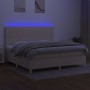 Boxspringbettmatratze und LED-Leuchten aus cremefarbenem Stoff 200x200 cm von , Betten und Lattenroste - Ref: Foro24-3135626,...