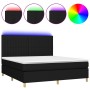 Cama box spring colchón y luces LED tela negro 160x200 cm de , Camas y somieres - Ref: Foro24-3135607, Precio: 566,95 €, Desc...