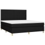 Box spring bed mattress and LED lights black fabric 160x200 cm by , Beds and slatted bases - Ref: Foro24-3135607, Price: 609,...