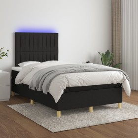 Cama box spring con colchón LED tela negro 120x200 cm de , Camas y somieres - Ref: Foro24-3135583, Precio: 389,99 €, Descuent...