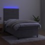 Box spring bed with mattress and LED light gray velvet 80x200 cm by , Beds and slatted bases - Ref: Foro24-3136149, Price: 32...