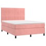 Box spring bed with mattress and LED pink velvet 140x200 cm by , Beds and slatted bases - Ref: Foro24-3136250, Price: 535,91 ...