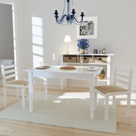 Sillas de comedor 2 uds madera maciza caucho terciopelo blanco de vidaXL, Sillas de comedor - Ref: Foro24-242030, Precio: 74,...