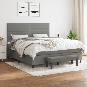 Cama box spring con colchón tela gris oscuro 160x200 cm de , Camas y somieres - Ref: Foro24-3136686, Precio: 602,99 €, Descue...