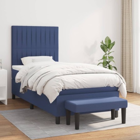 Box spring bed with blue fabric mattress 80x200 cm by , Beds and slatted bases - Ref: Foro24-3136715, Price: 367,48 €, Discou...