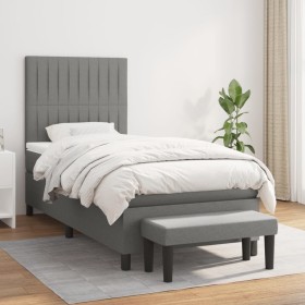 Cama box spring con colchón tela gris oscuro 100x200 cm de , Camas y somieres - Ref: Foro24-3136734, Precio: 415,49 €, Descue...