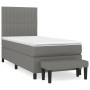 Box spring bed with dark gray fabric mattress 100x200 cm by , Beds and slatted bases - Ref: Foro24-3136734, Price: 383,99 €, ...