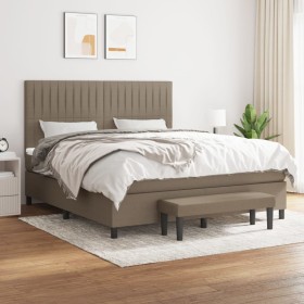 Box spring bed with taupe gray fabric mattress 160x200 cm by , Beds and slatted bases - Ref: Foro24-3136769, Price: 655,23 €,...