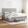 Box spring bed with light gray fabric mattress 200x200 cm by , Beds and slatted bases - Ref: Foro24-3136781, Price: 687,84 €,...