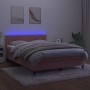 Cama box spring colchón y LED terciopelo rosa 140x190 cm de , Camas y somieres - Ref: Foro24-3134524, Precio: 415,27 €, Descu...