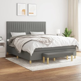 Cama box spring con colchón tela gris oscuro 160x200 cm de , Camas y somieres - Ref: Foro24-3137326, Precio: 593,28 €, Descue...