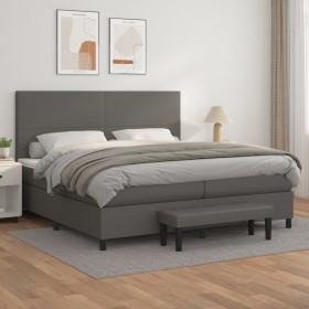 Box spring bed with gray synthetic leather mattress 200x200 cm by , Beds and slatted bases - Ref: Foro24-3137567, Price: 706,...