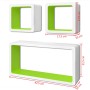 Floating wall shelves 3 pcs books/DVD MDF white green by vidaXL, Shelves and shelves - Ref: Foro24-242166, Price: 46,03 €, Di...