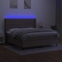 Box spring bed with mattress and LED lights taupe gray fabric 160x200 cm by , Beds and slatted bases - Ref: Foro24-3138409, P...