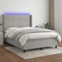 Box spring bed mattress and LED lights light gray fabric 140x200 cm by , Beds and slatted bases - Ref: Foro24-3138477, Price:...