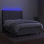 Box spring bed mattress and LED lights light gray fabric 140x200 cm by , Beds and slatted bases - Ref: Foro24-3138477, Price:...