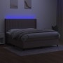 Boxspringbett mit Matratze und LED-Leuchten taupegrauer Stoff 160x200 cm von , Betten und Lattenroste - Ref: Foro24-3138489, ...