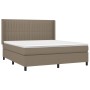 Boxspringbett mit Matratze und LED-Leuchten taupegrauer Stoff 160x200 cm von , Betten und Lattenroste - Ref: Foro24-3138489, ...