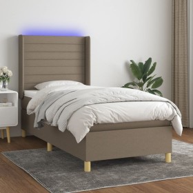 Box spring bed with mattress and taupe gray LED lights 80x200 cm by , Beds and slatted bases - Ref: Foro24-3138913, Price: 35...