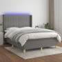 Cama box spring colchón y luces LED tela gris oscuro 140x200 cm de , Camas y somieres - Ref: Foro24-3139038, Precio: 529,02 €...